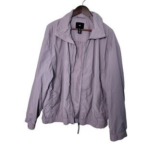 H&M Windbreaker Jacket L Lavender Purple Zip Up Oversized Sporty Athleisure